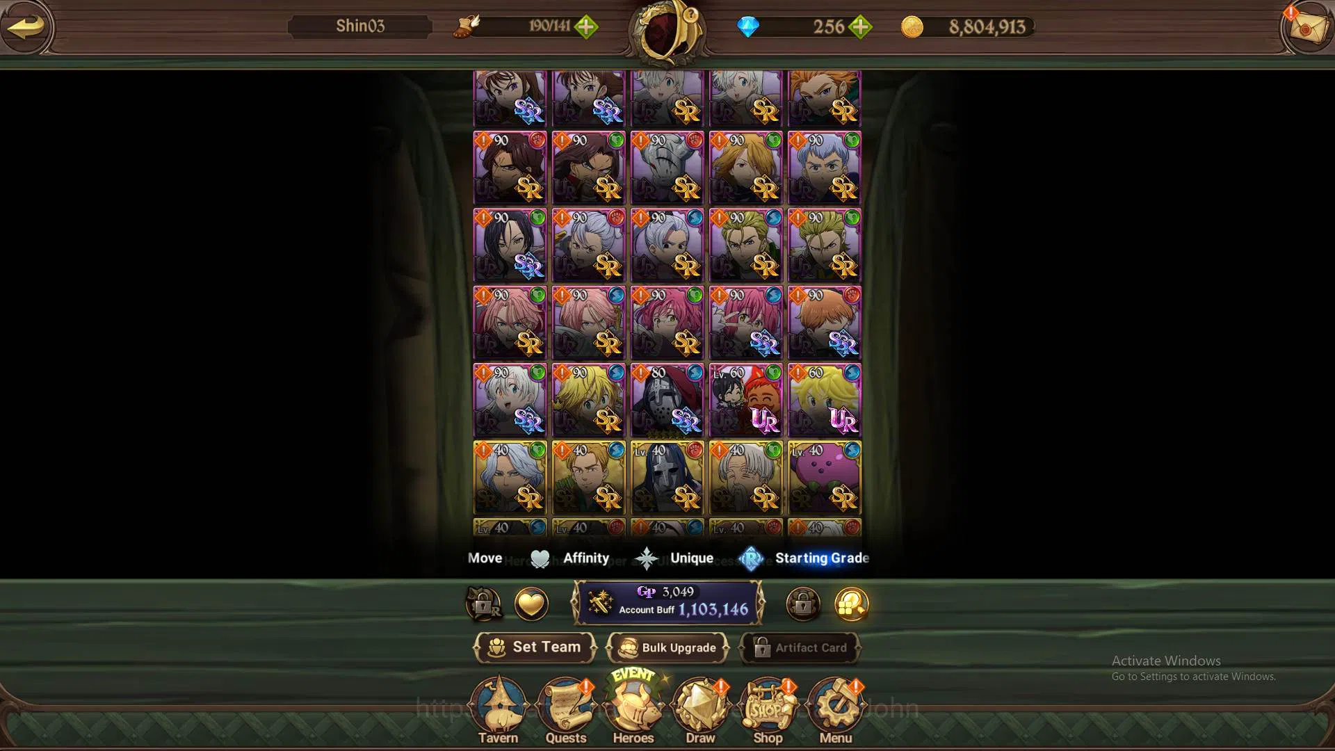 The Seven Deadly Sins: Grand Cross Accounts Others GLOBAL|Starter|1.1M CC|DM 256|UR Merlin&Escanor,Demon King 6