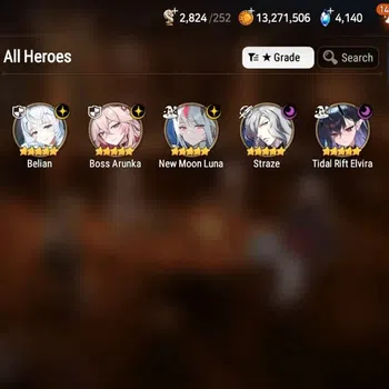 Epic Seven Accounts Starter Global Unverif|5ML (Straze,Belian,BArunka,NM Luna,Tidal R Elvira Etc.)|PoH+Bless ON|SS