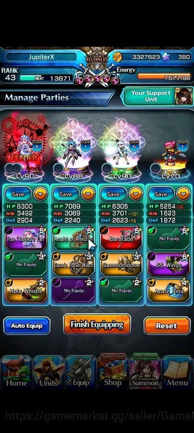 Grand Summoners Accounts Global|380 cc|Rank 43|3 Ascend+1 TW|Yuyuko Saigyou image 3