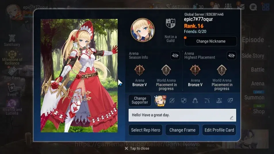 Epic Seven Accounts GLOBAL Unverif|New Era|2 ML(Notos,Bystander Hwayou image 2