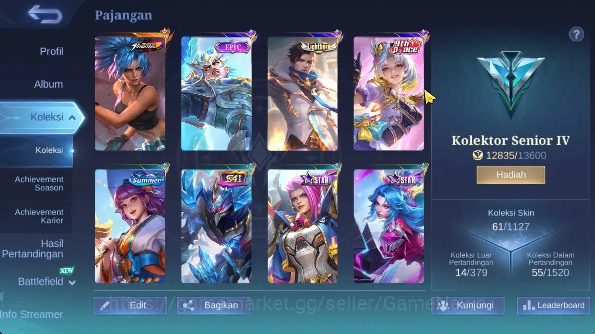 Mobile Legends: Bang Bang Accounts Hero 69|Skin 61|High Glory 88|Karina KOF,Gatot Epi image 2