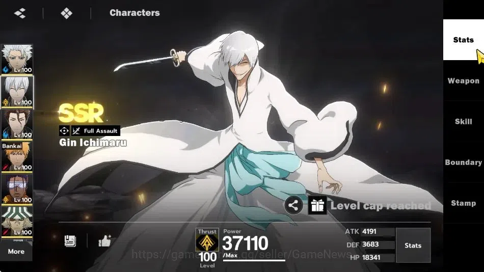 BLEACH: Soul Resonance Accounts NuverseSEA|LV 74|12 SSR[ToshiroB1,GinB1,Aizen,Ichi image 7