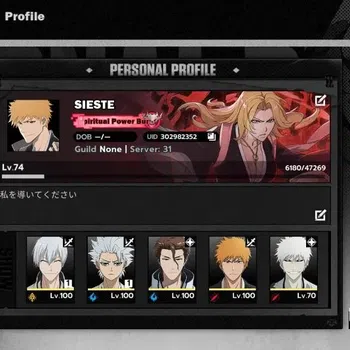 BLEACH: Soul Resonance Accounts NuverseSEA|LV 74|12 SSR[ToshiroB1,GinB1,Aizen,Ichi image 1