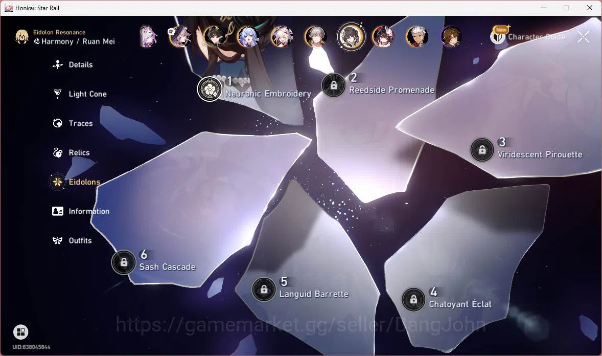 Honkai Star Rail Accounts Others ASIA|TL 70|13 Limit|Castorice E1,Sparkle E1,RuanMei 10