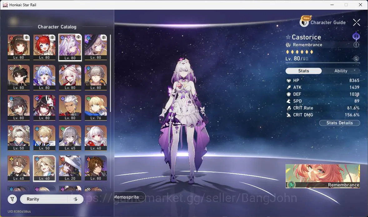 Honkai Star Rail Accounts Others ASIA|TL 70|13 Limit|Castorice E1,Sparkle E1,RuanMei 12