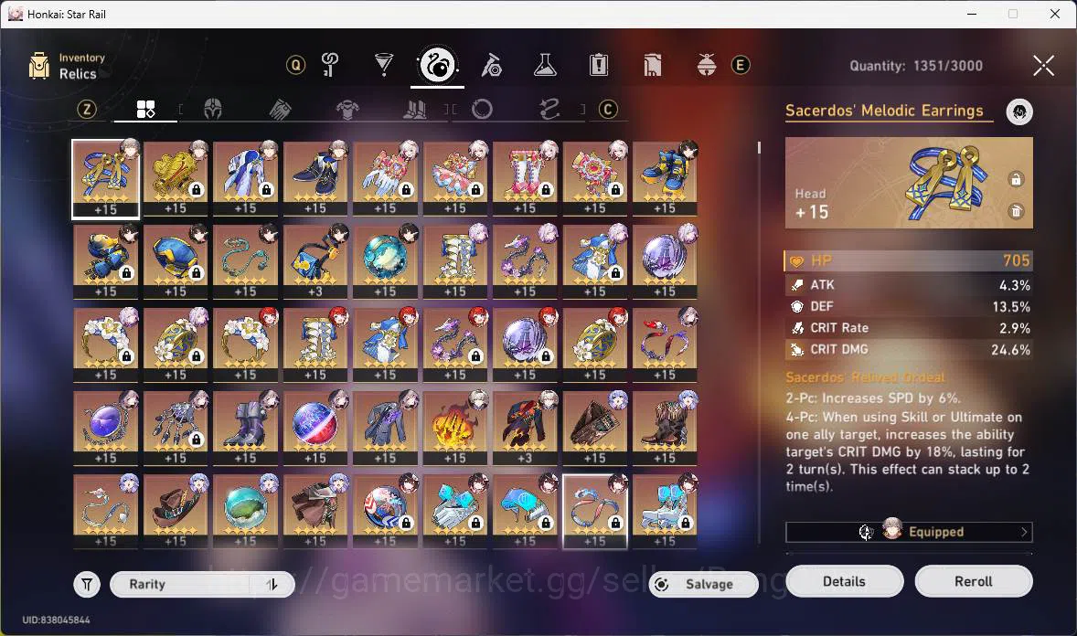 Honkai Star Rail Accounts Others ASIA|TL 70|13 Limit|Castorice E1,Sparkle E1,RuanMei 13