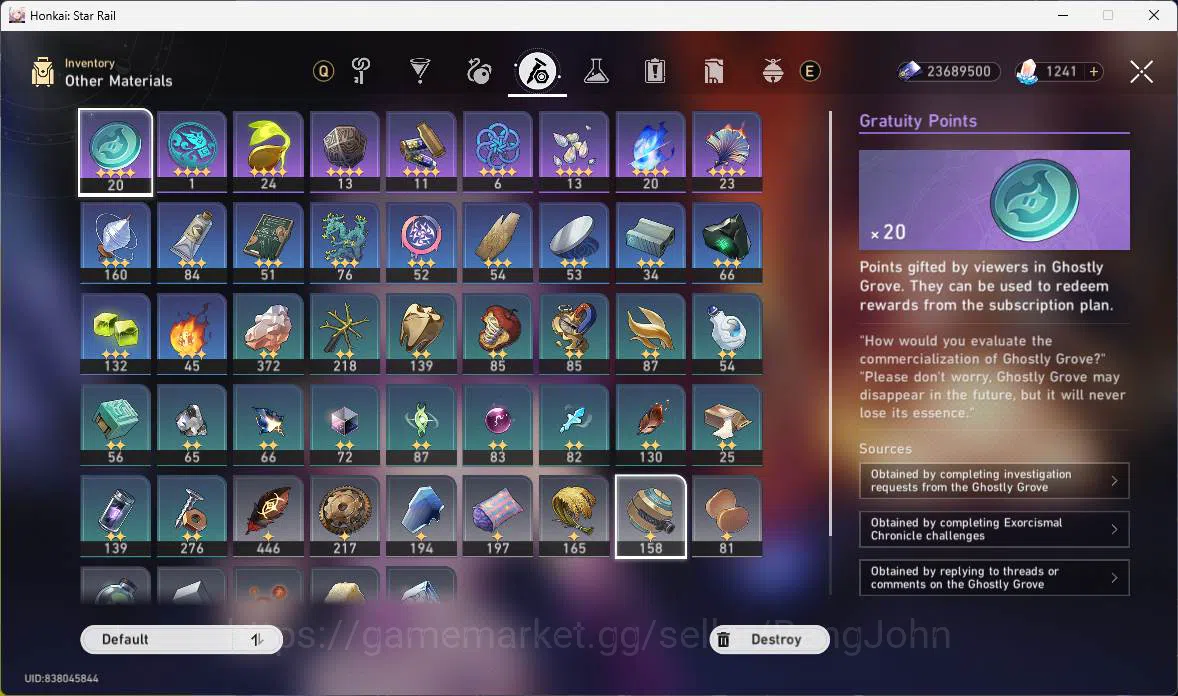 Honkai Star Rail Accounts Others ASIA|TL 70|13 Limit|Castorice E1,Sparkle E1,RuanMei 14
