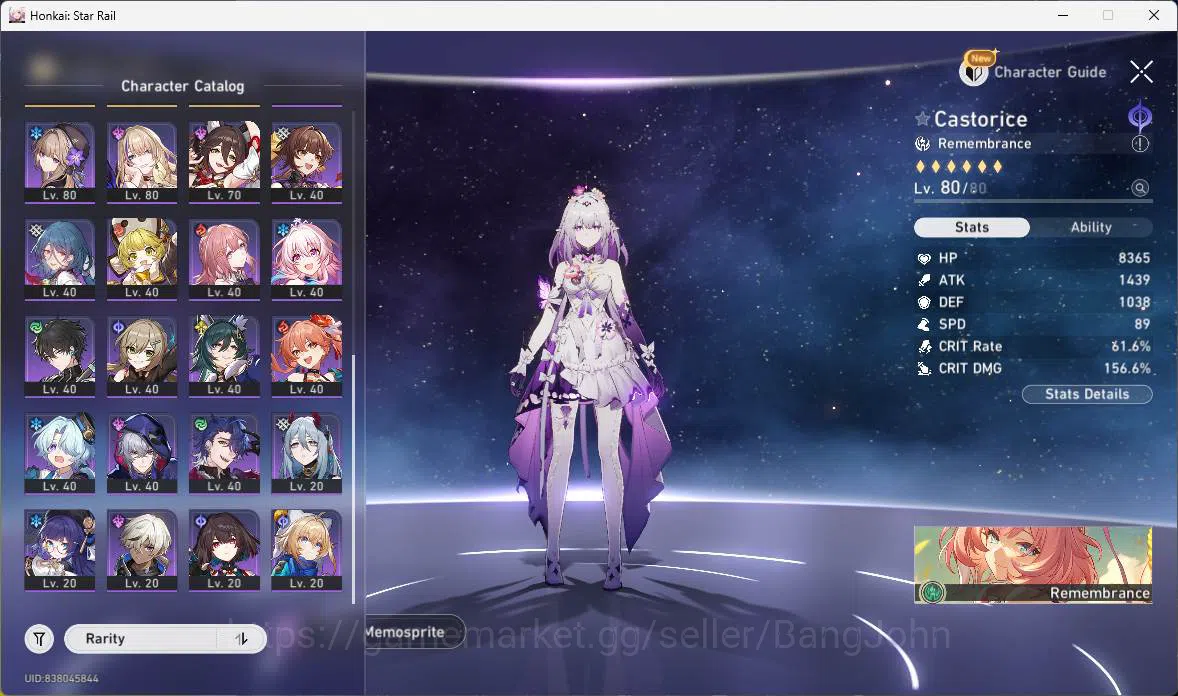 Honkai Star Rail Accounts Others ASIA|TL 70|13 Limit|Castorice E1,Sparkle E1,RuanMei 15