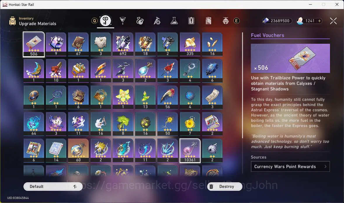 Honkai Star Rail Accounts Others ASIA|TL 70|13 Limit|Castorice E1,Sparkle E1,RuanMei 16