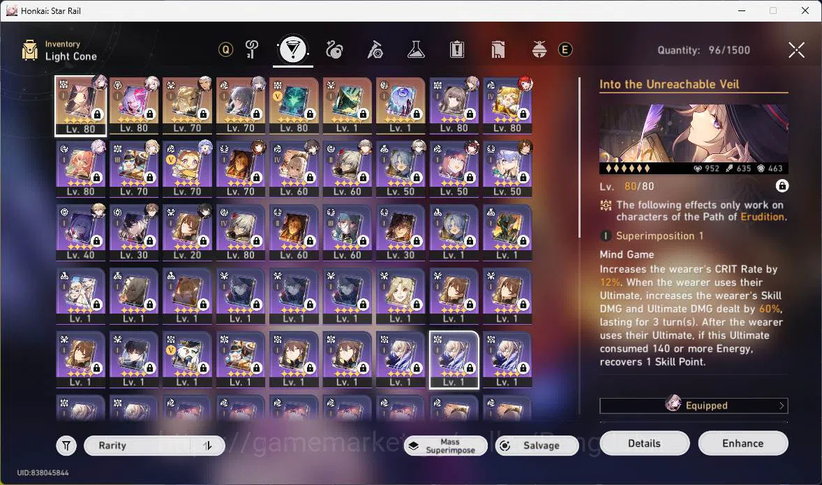 Honkai Star Rail Accounts Others ASIA|TL 70|13 Limit|Castorice E1,Sparkle E1,RuanMei 6