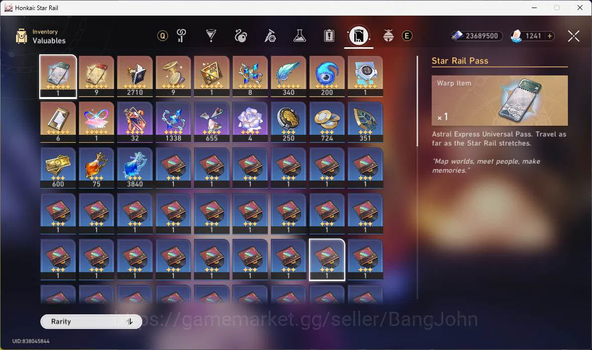 Honkai Star Rail Accounts Others ASIA|TL 70|13 Limit|Castorice E1,Sparkle E1,RuanMei 9