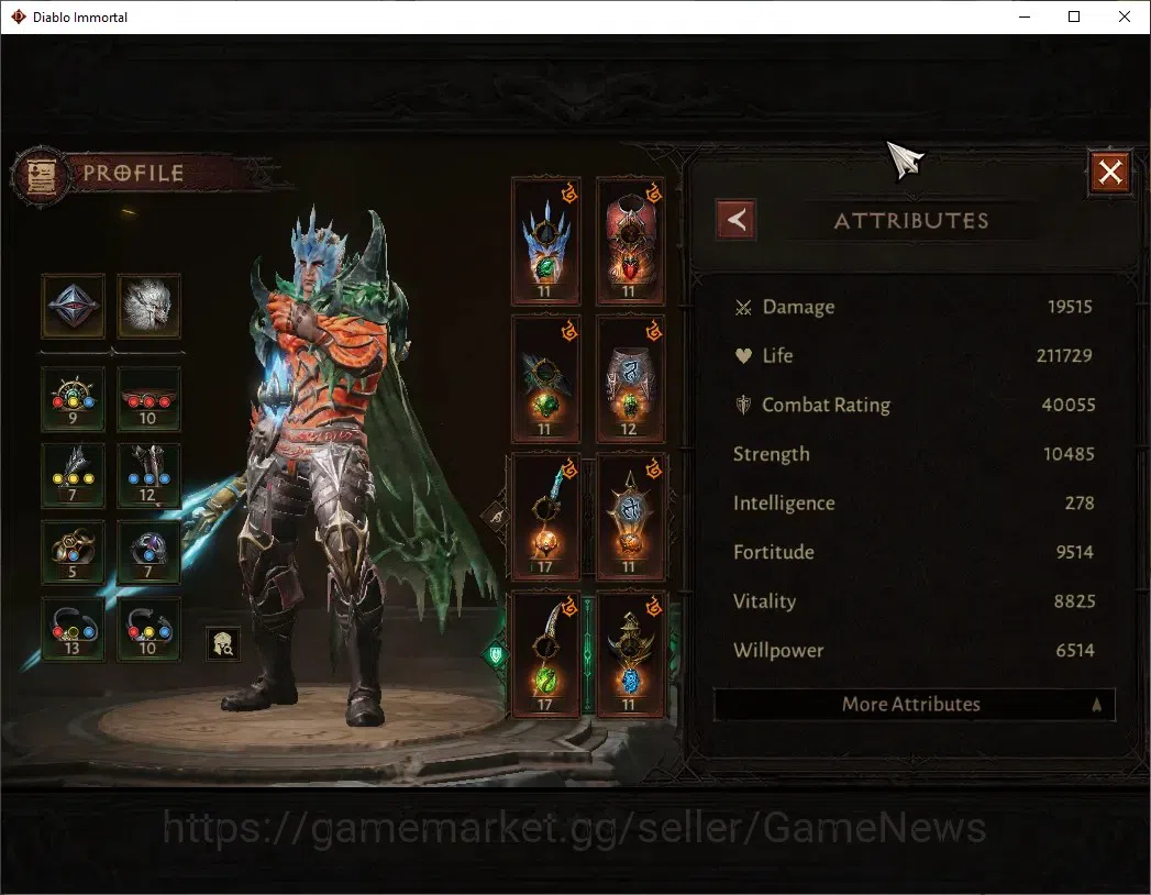 Diablo Immortal Accounts SEA - Anu|CS ON|Lv60(692)|Blood Knight|40k CR|Reso image 3