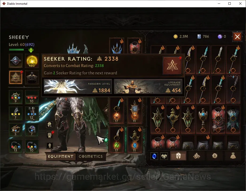 Diablo Immortal Accounts SEA - Anu|CS ON|Lv60(692)|Blood Knight|40k CR|Reso image 5