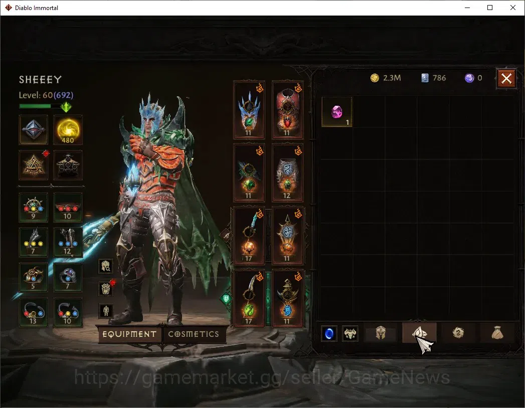 Diablo Immortal Accounts SEA - Anu|CS ON|Lv60(692)|Blood Knight|40k CR|Reso image 6
