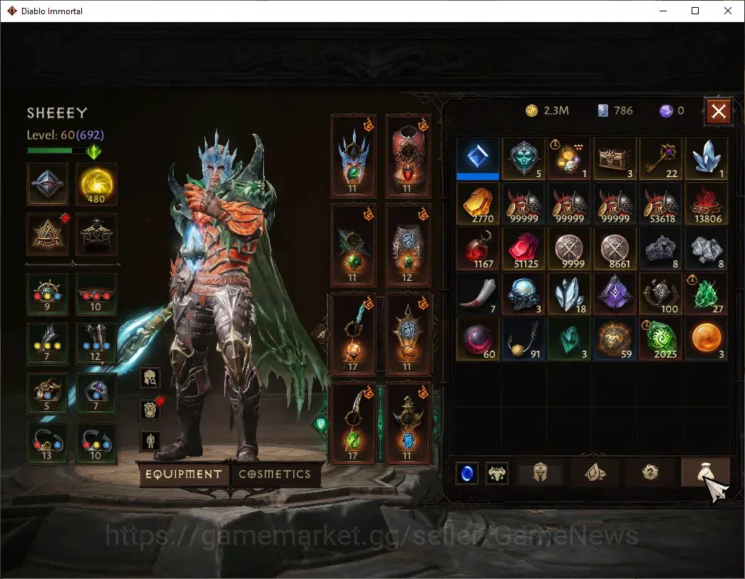 Diablo Immortal Accounts SEA - Anu|CS ON|Lv60(692)|Blood Knight|40k CR|Reso image 7