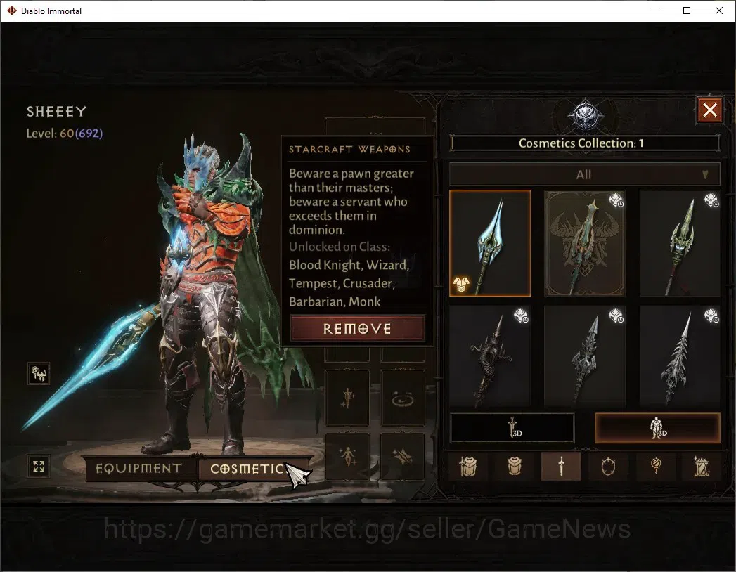 Diablo Immortal Accounts SEA - Anu|CS ON|Lv60(692)|Blood Knight|40k CR|Reso image 8