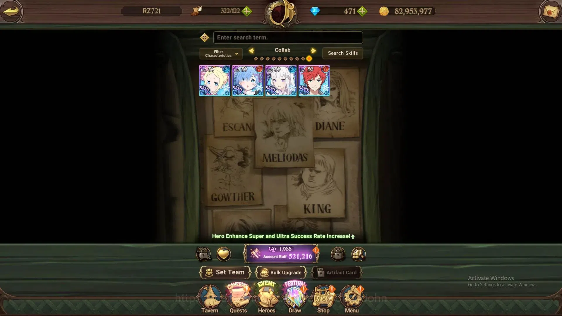 The Seven Deadly Sins: Grand Cross Accounts GLOBAL| 521K CC | 471 Diamonds | 1 UR | UR Demon K image 4