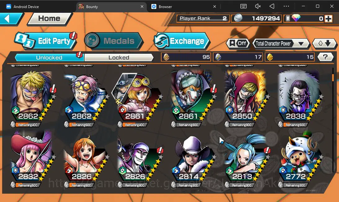 One Piece Bounty Rush Accounts Global | 3 META EX | TFE Luffy, WI Law, Okuchi Yam image 5