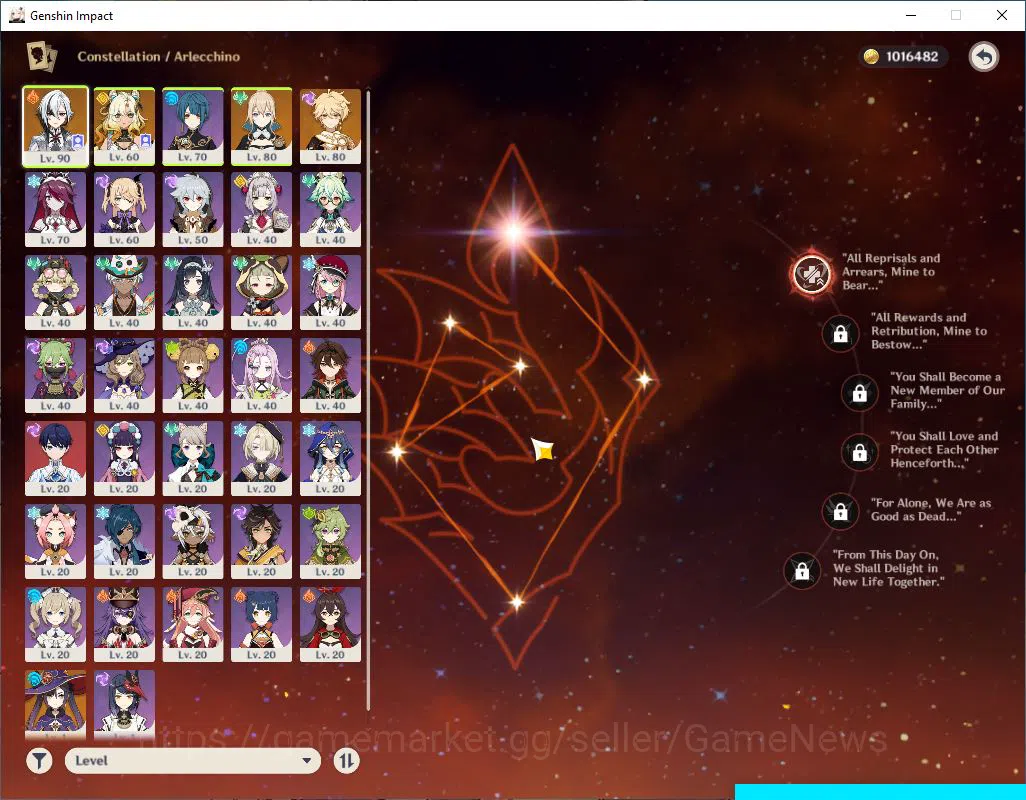Genshin Impact Accounts Starter ASIA|AR 55|3 limited 3*5Weapon|ArlecchinoC1+Sign,Xilonen+(Jean,Mona)||Mc 3
