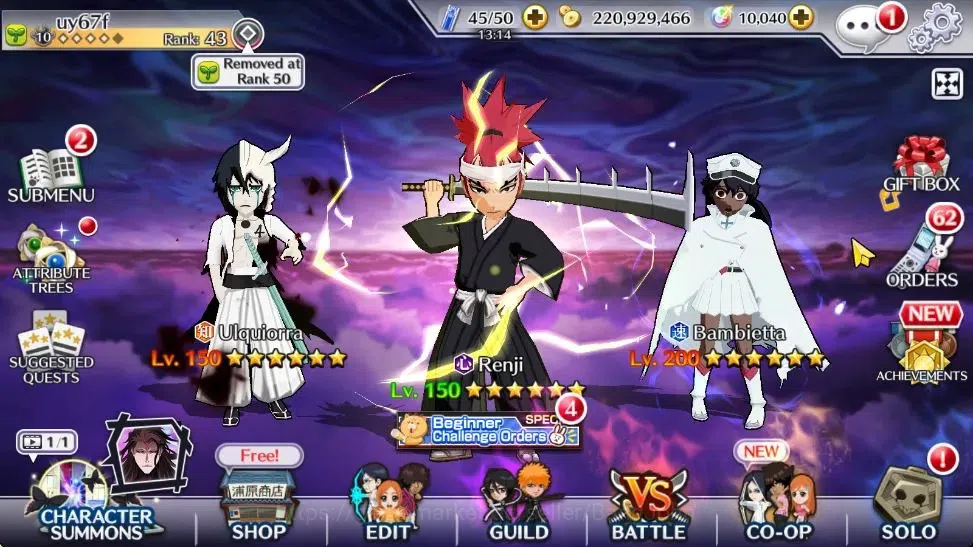 Bleach: Brave Souls Accounts Starter Global |105K BP+10K Orb|FreshStory|Baz-B TYBW24|Bambietta TYBW24|Ulquiorra HV|Aizen 1