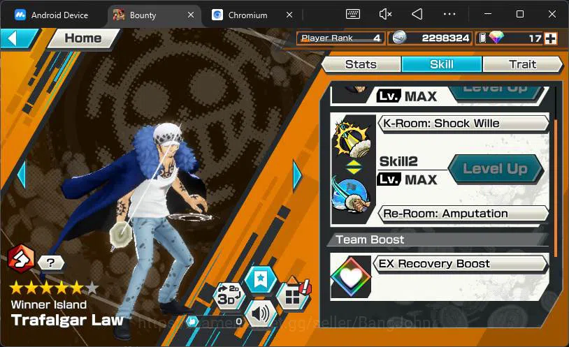 One Piece Bounty Rush Accounts Others GLOBAL|3 ex|WI Trafalgar Law,Film Z Zephyr,Okuchi Yamato, |Check SS|OPBR127B 6