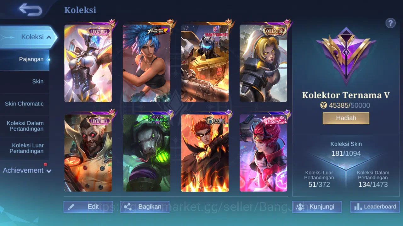Mobile Legends: Bang Bang Accounts GLOBAL Hero 110 Skin 181 | Luckybox Irithel Roger  image 8