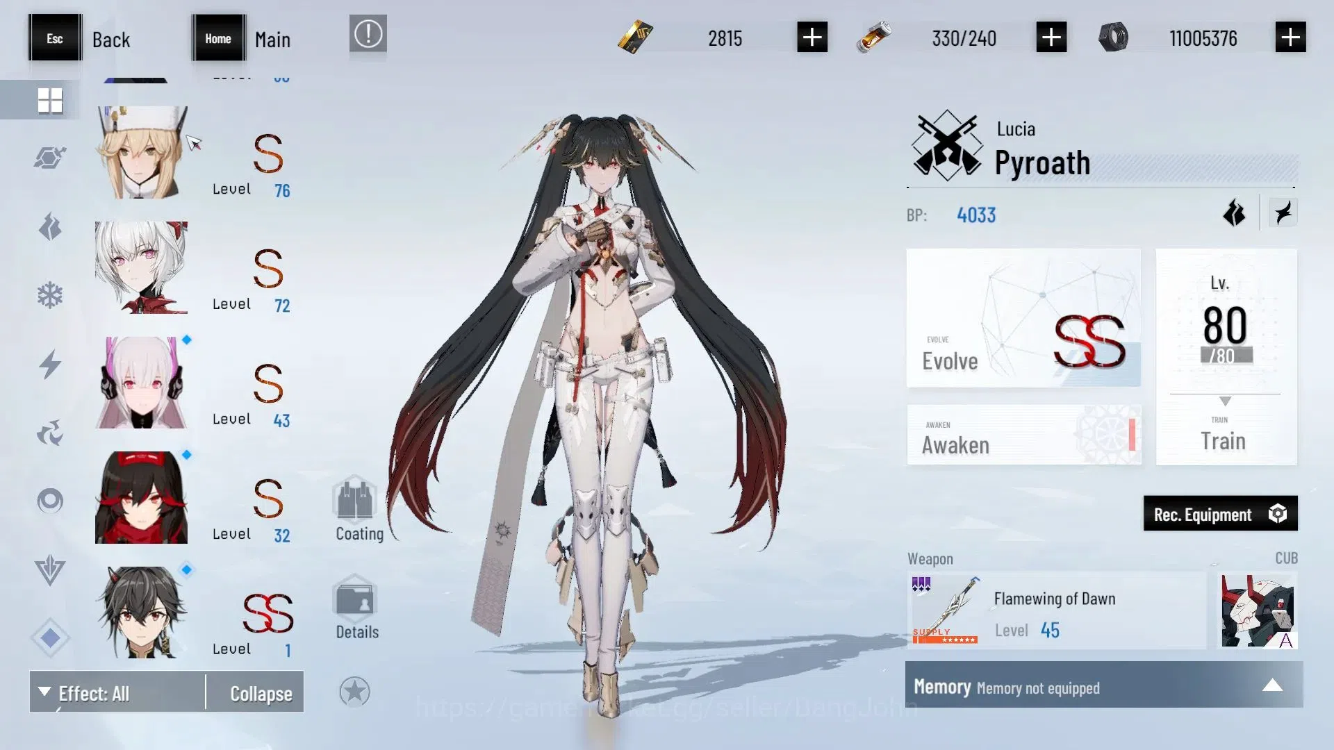 Punishing: Gray Raven Accounts End-Game ASIA |L103|Collab BlackShooter,DMC|(SS LuciaCW,SS NanamiS,SS 20