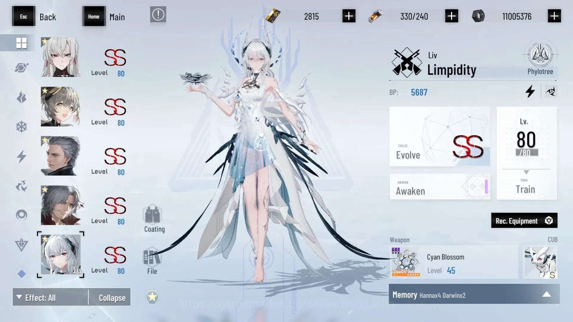 Punishing: Gray Raven Accounts End-Game ASIA |L103|Collab BlackShooter,DMC|(SS LuciaCW,SS NanamiS,SS 8