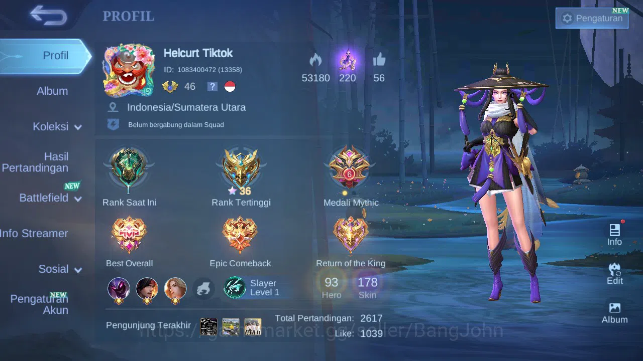Mobile Legends: Bang Bang Accounts GLOBAL Hero 93 Skin 178 Luckybox Fanny Karrie | KO image 15