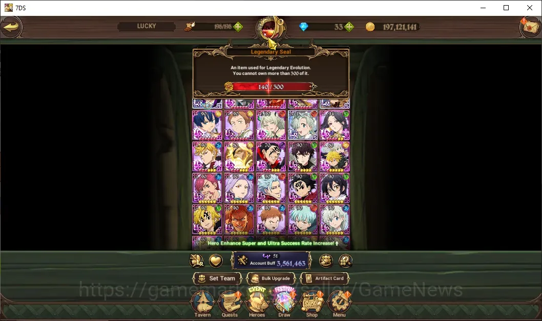 The Seven Deadly Sins: Grand Cross Accounts Endgame Asia|3.5M CC|140 LS|3 LR, 13 1