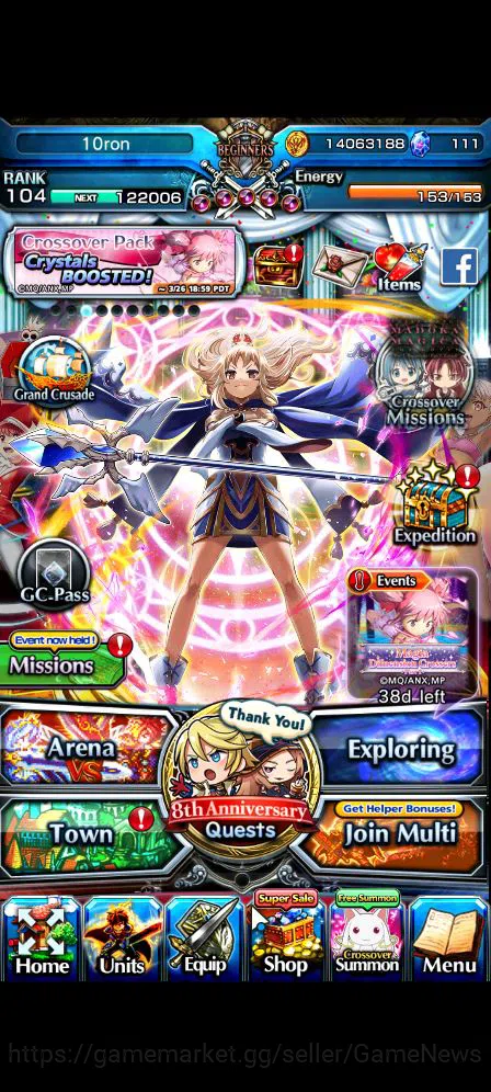 Grand Summoners Accounts Mid-Game Global|Rank 104|22 Ascend|InumutaTW,Madoka KanameTW,Summer MiyuTW,EmiyaTW,ChloeTW,Crus