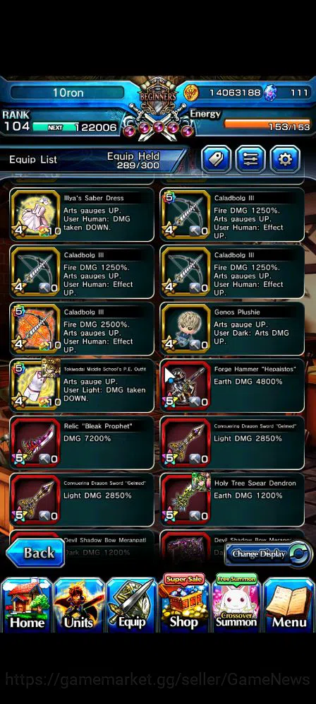 Grand Summoners Accounts Mid-Game Global|Rank 104|22 Ascend|InumutaTW,Madoka KanameTW,Summer MiyuTW,EmiyaTW,ChloeTW,Crus 18