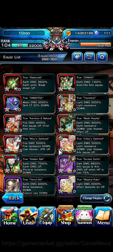 Grand Summoners Accounts Mid-Game Global|Rank 104|22 Ascend|InumutaTW,Madoka KanameTW,Summer MiyuTW,EmiyaTW,ChloeTW,Crus 7