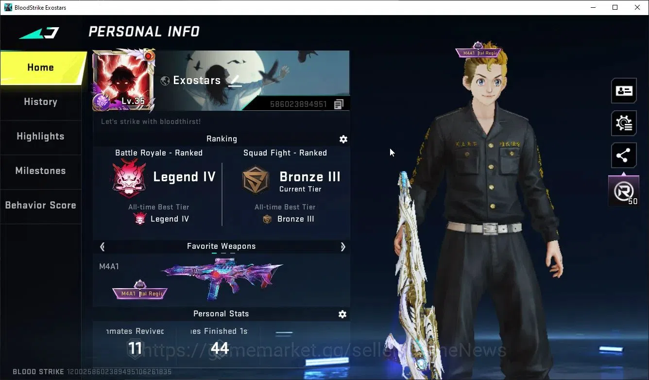 Blood Strike Accounts ASIA|ETERNAL M700,DeAgle+MELEE TalonKnife,COLLAB T image 2