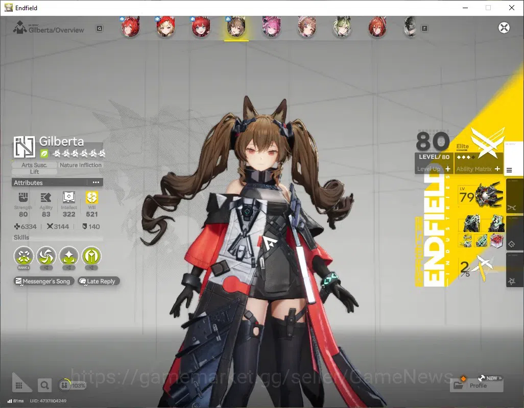 Arknights: Endfield Accounts ASIA|Lv 55|9 SSR (5 Limit)+14(*6Wep)|(Laevatain P1,Gilberta P2,Yvonne P1)+Signature,Mi 5