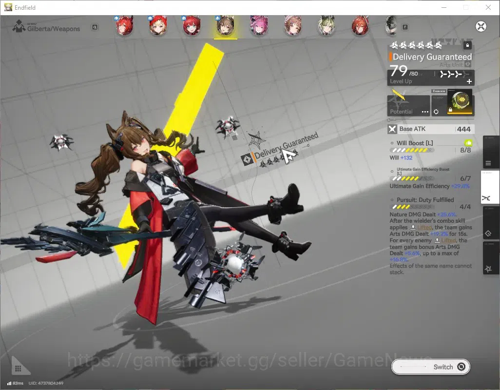 Arknights: Endfield Accounts ASIA|Lv 55|9 SSR (5 Limit)+14(*6Wep)|(Laevatain P1,Gilberta P2,Yvonne P1)+Signature,Mi 6