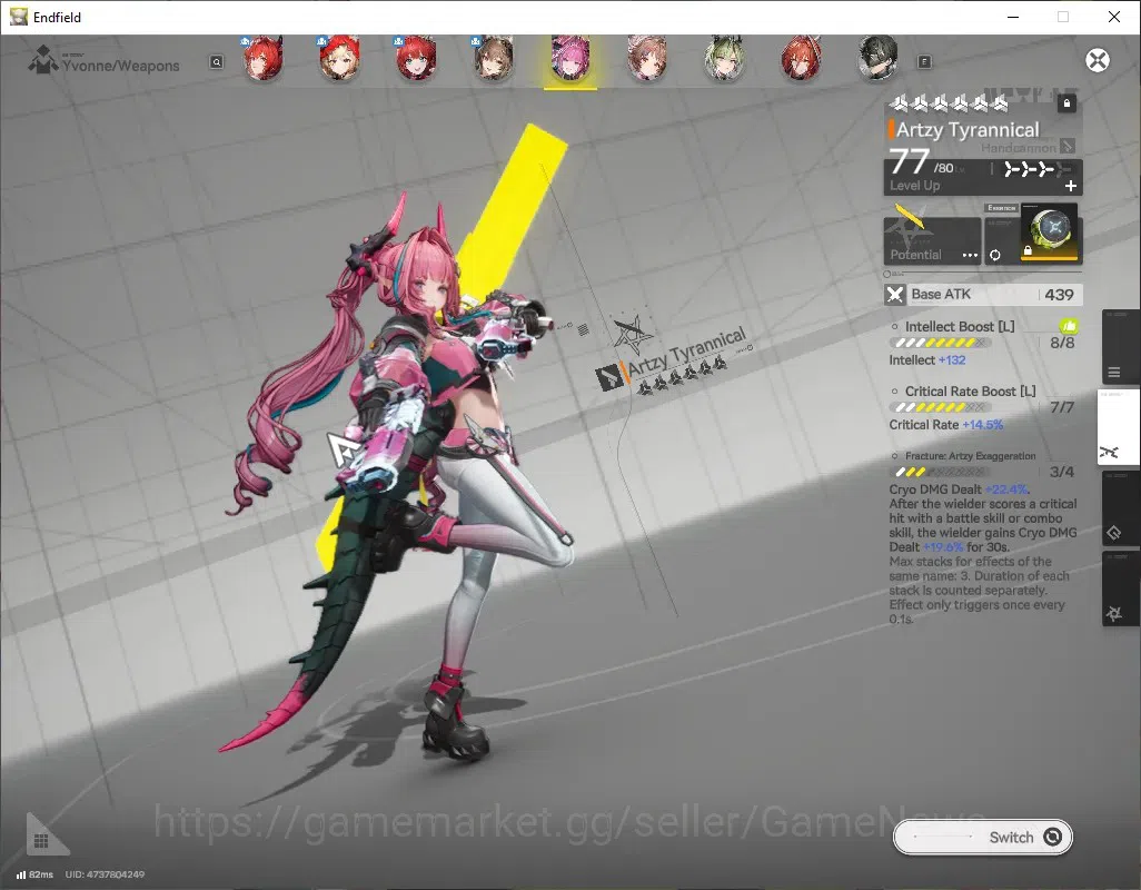 Arknights: Endfield Accounts ASIA|Lv 55|9 SSR (5 Limit)+14(*6Wep)|(Laevatain P1,Gilberta P2,Yvonne P1)+Signature,Mi 9