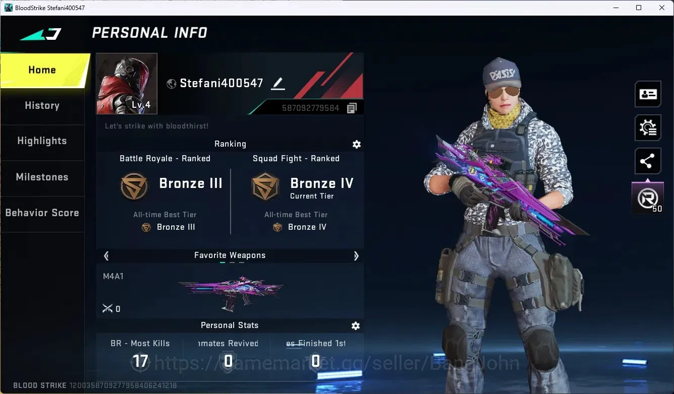 Blood Strike Accounts ASIA | 1 ETERNAL: M4A1 - Blight's Embrace | 1 Name image 1