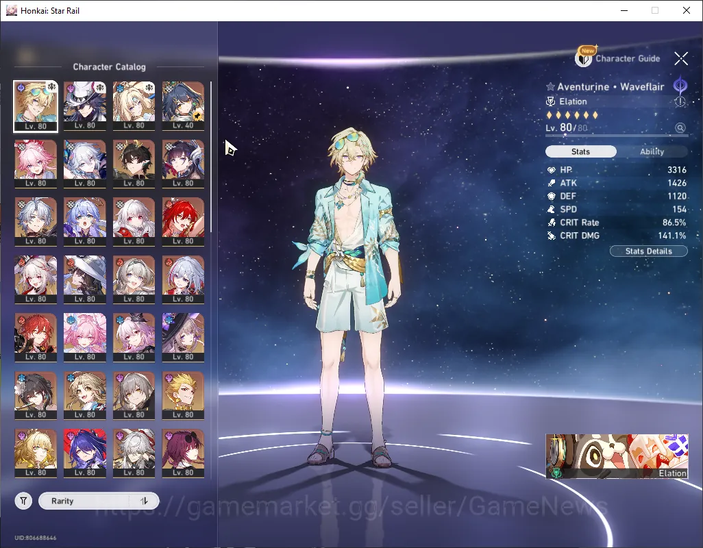 Honkai Star Rail Accounts End Game Asia|END GAME|TL 70|7 PremTeam|40 Limited (5 Char with Sign LC 1