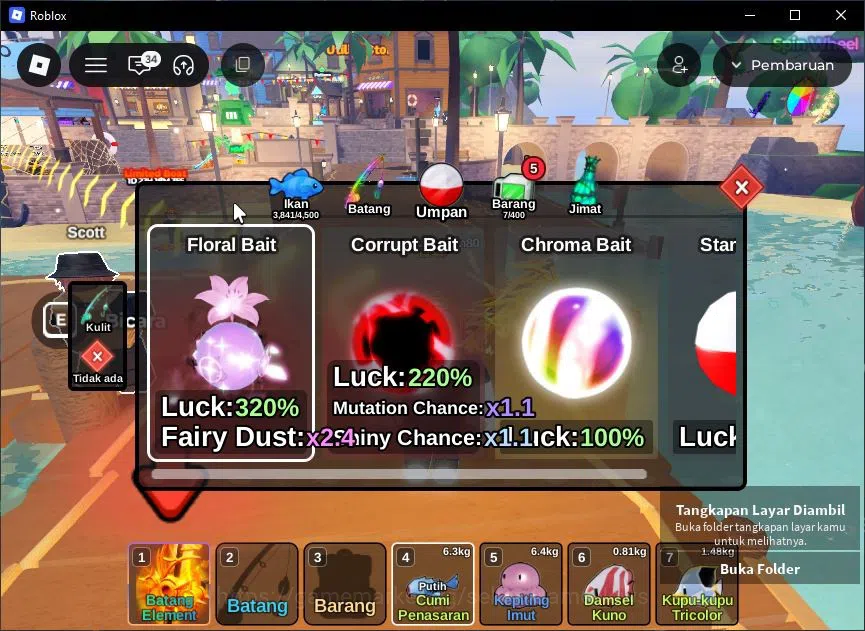 Roblox Accounts Lv 447 Fish It [Rod Secret (Element) 1 Mythic (Gho image 3