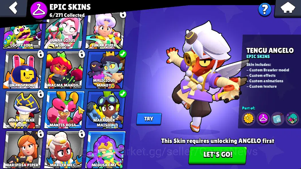 Brawl Stars Accounts 1755 Trophy|24 Brawler 2 Max: Hank,Maisie Myth: Tara|6 Epic Skin [Dark A Colt,Malicious Mandy,Tengu 11
