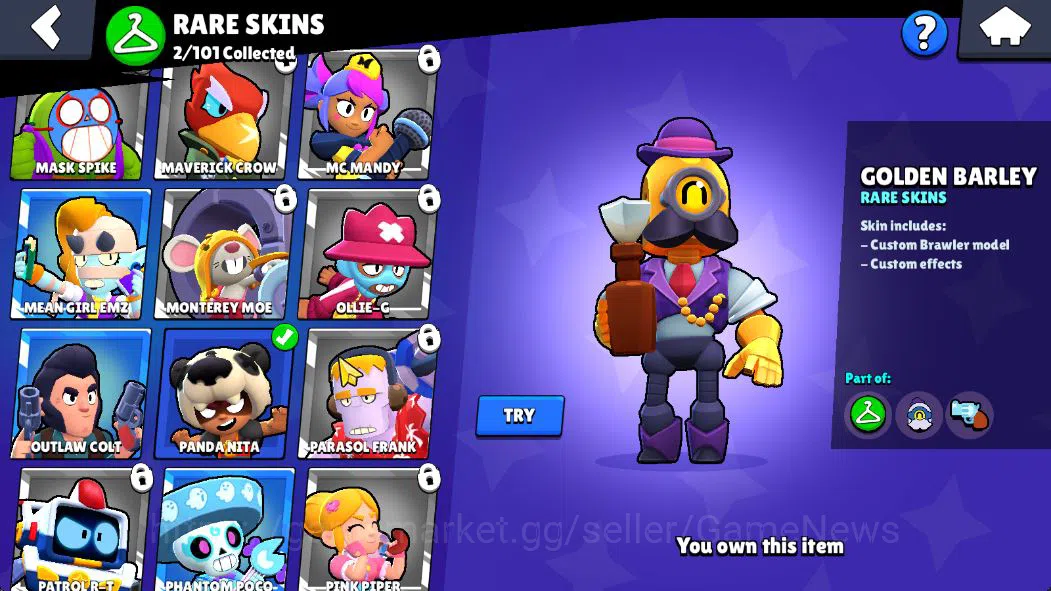 Brawl Stars Accounts 1755 Trophy|24 Brawler 2 Max: Hank,Maisie Myth: Tara|6 Epic Skin [Dark A Colt,Malicious Mandy,Tengu 12