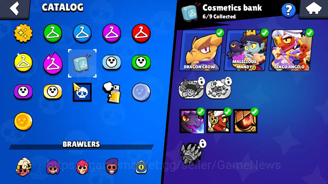 Brawl Stars Accounts 1755 Trophy|24 Brawler 2 Max: Hank,Maisie Myth: Tara|6 Epic Skin [Dark A Colt,Malicious Mandy,Tengu 16