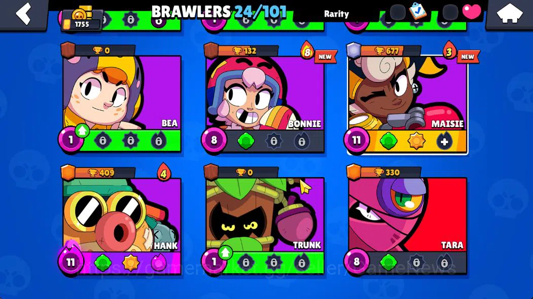 Brawl Stars Accounts 1755 Trophy|24 Brawler 2 Max: Hank,Maisie Myth: Tara|6 Epic Skin [Dark A Colt,Malicious Mandy,Tengu 7