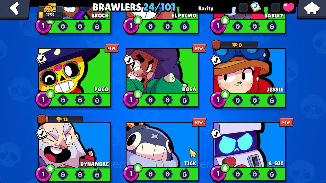 Brawl Stars Accounts 1755 Trophy|24 Brawler 2 Max: Hank,Maisie Myth: Tara|6 Epic Skin [Dark A Colt,Malicious Mandy,Tengu 9