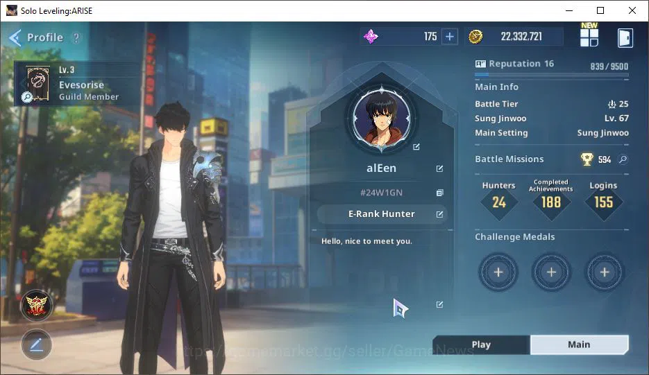Solo Leveling: ARISE Accounts Total Power 416K|11SSR| TawataA5+signA4, ThomasA3+sign, GunheeA5+sign, ByungGuA5+sign 2