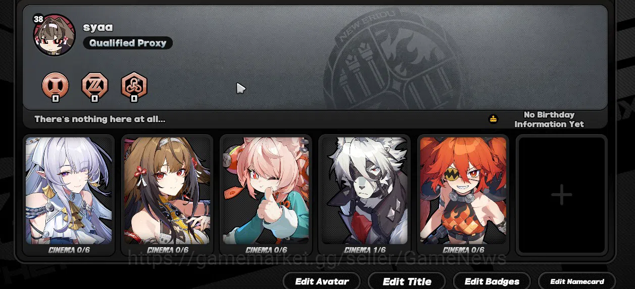 Zenless Zone Zero Accounts Starter ASIA|IK 38|S1 CH3 + 15 EMT|3 Limited[Ye Sunguang + Sign,Velina Argid,Zhao]|All Unset|MC 4