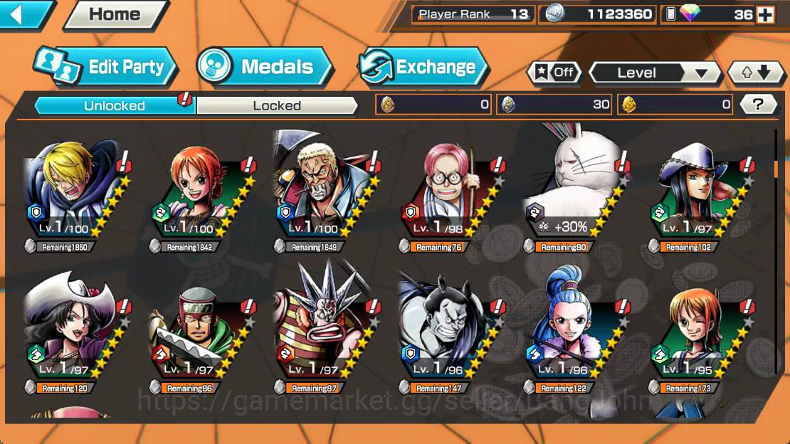 One Piece Bounty Rush Accounts GLOBAL|EX 5| great pirate gol d roger, Onigash kai image 5