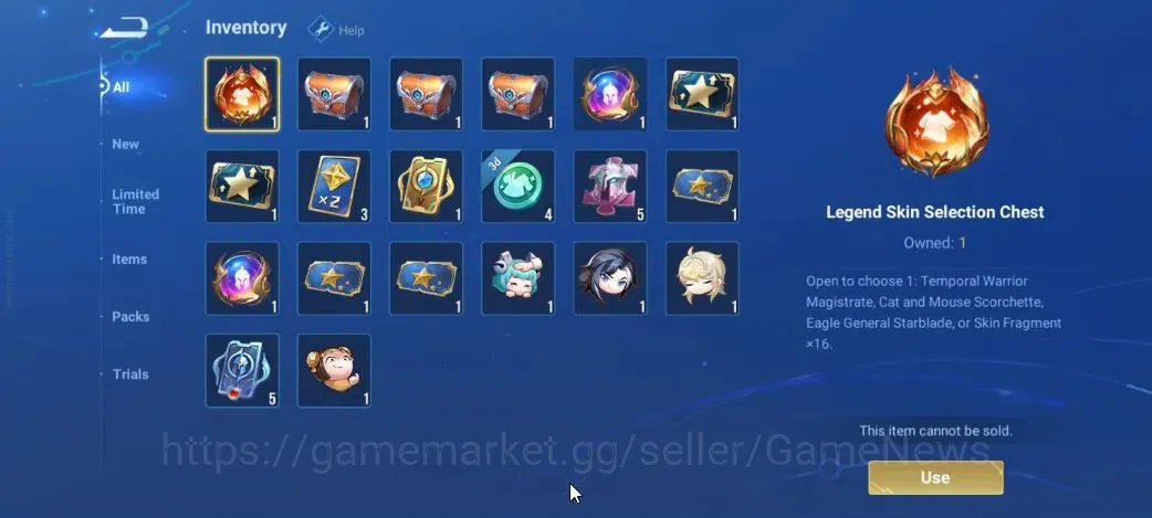 Honor of Kings Accounts Hero 15 Skin 4|Legend Skin Selection Chest(Di Renj image 3