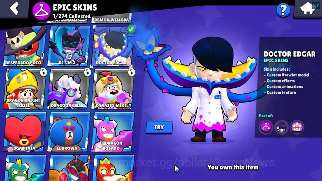 Brawl Stars Accounts 1246 Trophy|19 Brawlers 2 Max Lvl|Edgar Full Buffi image 12